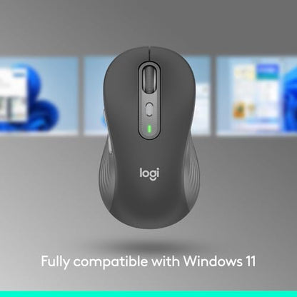 Logitech Signature Plus M750 L Wireless Mouse - for Large Hands, SmartWheel, Bluetooth, Multi Device, 24-Month Battery, Silent Clicks, Customizable Side Buttons, Contoured Shape - Graphite - style: Large Size