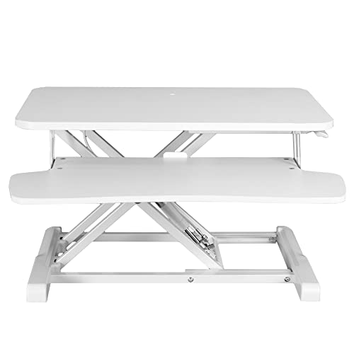 VIVO 26 inch Desk Converter, K Series, Height Adjustable Sit to Stand Riser, Dual Monitor and Laptop Workstation with Keyboard Tray, White, DESK-V026KW - color: White, size: 26"