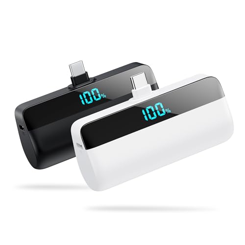 [2-Pack]Mini Portable Charger for iPhone 17/16/15,Upgraded 5500mAh PD Fast Charging USB C Power Bank,Travel Essentials Battery Pack for iPhone 17/17 Pro Max /Air/16 Plus/16/15 Series Galaxy Android - color: A-Black+White