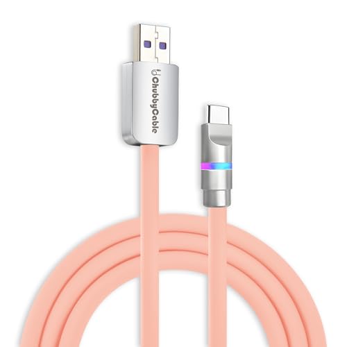 chubbycable Neon Chubby - Fast Charge Cable with Smart Light RGB Color Gradual Light Up 100W Charging Cord LED USB C Cable Compatible with iPhone 17-15 Series, Pink, USB-A to Type-C, 1.64 FT - color: Pink, size: 1.64ft (0.5m), style: USB A-Type C
