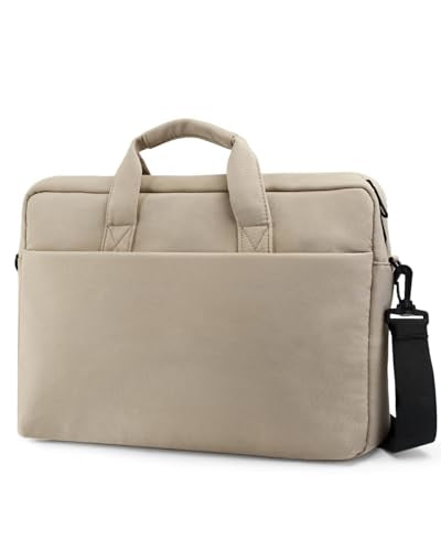 Laptop Messenger Bag with Zippers, Padded Protection, Adjustable Shoulder Strap - color: Khaki