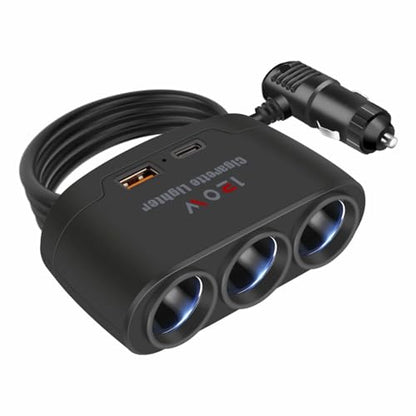 5 in 1 Car Cigarette Lighter Splitter Adapter, Car Charger Adapter with 120w Charge(23.6in Cable), 24V/ 12V Cigarette Lighter Splitter for All Car Devices