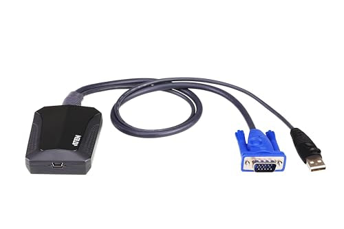 ATEN CV211 Laptop KVM USB Crash Cart Adapter 6 ft Console Built-in VGA and USB Keyboard and Mouse Cables TAA Compliant for Rack Servers Computers Kiosk ATM Supports Windows, Linux, and Mac laptops