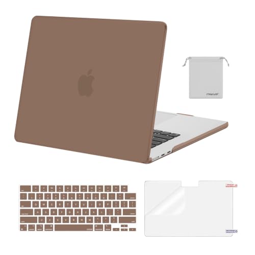 MOSISO Compatible with MacBook Air 15 inch Case M5 2026 M4 M3 M2 2025-2023 | A3448 A3241 A3114 A2941, Scratch-Resistant Protective Hard Shell Case&Keyboard Cover&ScreenFilm&Pouch, Caramel Brown - color: Caramel Brown