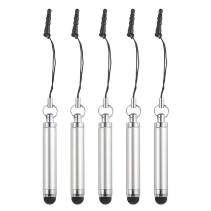 MECCANIXITY 5pcs Metallic Stylus Pen Retractable Aluminum Alloy Mini Capacitive Pens for Universal All Touch Screen Devices, Grey - color: Grey