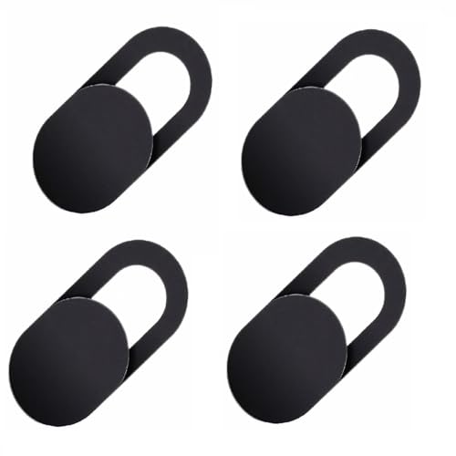 [4Pack] Webcam Cover Slide 0.027in Ultra Thin Web Camera Cover fits Laptop, Desktop, PC, Smartphone,Protect Your Privacy and Security,Strong Adhensive-Black