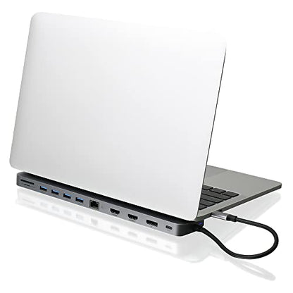 IOGEAR USB-C Triple Display Dock Station - 4K 60Hz - 2 HDMI - 1 DisplayPort - 4 USB 3.0 - Ethernet - 3.5mm Audio - USB-C 100W PD - MacBook Pro/Air Thunderbolt 3 - Type C Laptop - GUD3C4K3