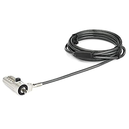 StarTech 6.6ft (2m) Laptop Cable Lock, Portable, TAA | 4-Digit Combination Laptop/Desktop Security Cable Lock for Wedge Slot Computers, Anti-Theft Vinyl-Coated Steel Combo - size: Nobel Wedge, style: Resettable Combination