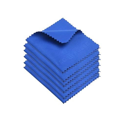 Eco-Fused Microfiber Cleaning Cloth - 7x6'' Microfiber Cloth - Pack of 6 Blue Lens Cleaning Wipes - Cleaning Cloth for Glasses, Eyeglasses, Camera Lens & Phones - color: blue