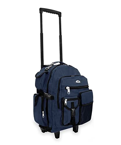 Everest Deluxe Wheeled Backpack, Navy, One Size - color: Navy