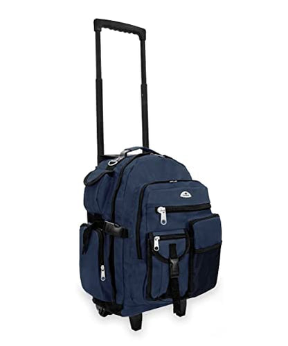 Everest Deluxe Wheeled Backpack, Navy, One Size - color: Navy