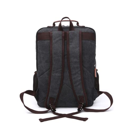 Executive Canvas Backpack for Heavy Duty Notebook Travel, black / black