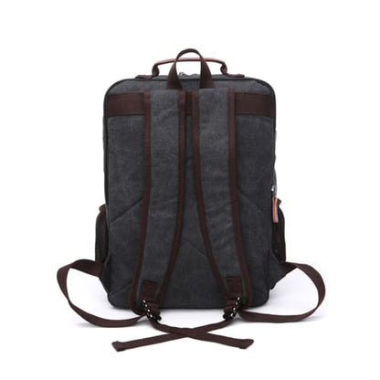 Executive Canvas Backpack for Heavy Duty Notebook Travel, black / black
