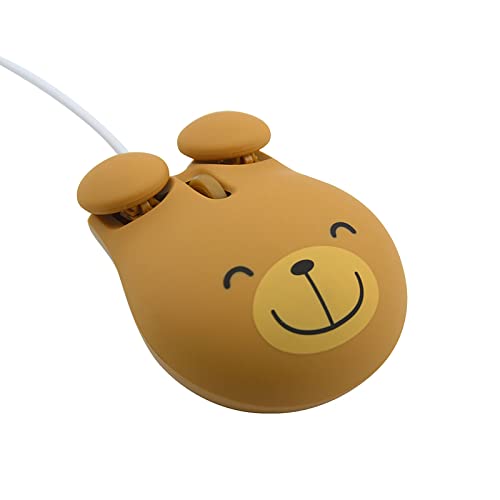 Sokelinn-six Wired Cute Mouse, USB Wired Mause for Kids with Lovely Cartoon Shaped, 1600PDI 3 Buttons Ergonomic Mini Mice for PC Laptop Desktop (Brown Bear) - color: Brown Bear