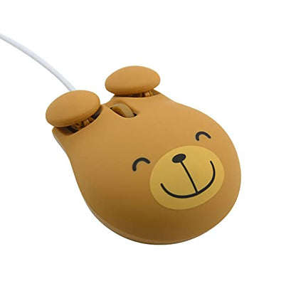 Sokelinn-six Wired Cute Mouse, USB Wired Mause for Kids with Lovely Cartoon Shaped, 1600PDI 3 Buttons Ergonomic Mini Mice for PC Laptop Desktop (Brown Bear) - color: Brown Bear