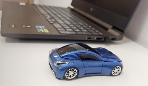 Car Mouse for Computer, Wireless Car Shaped Mice for Laptop, PC, Mini Cute Mouse with 2.4Ghz USB Receiver, 3D, 1600DPI, Silent Clicks, LED Headlights (Blue) - color: Blue