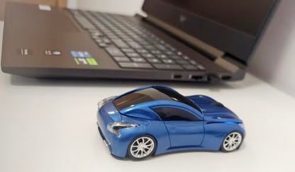 Car Mouse for Computer, Wireless Car Shaped Mice for Laptop, PC, Mini Cute Mouse with 2.4Ghz USB Receiver, 3D, 1600DPI, Silent Clicks, LED Headlights (Blue) - color: Blue