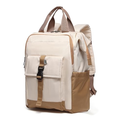 Laptop Backpack, 15.6 Inch Laptop Work Bag, Wide Open Casual Daypack for Women, Men and Adult (White)