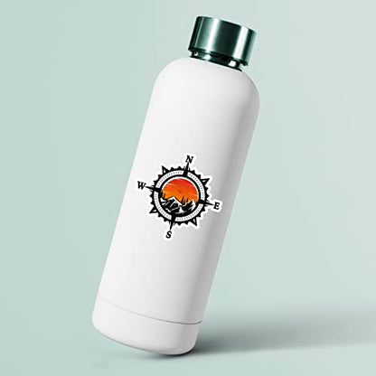 Compass Trees Mountain Sunset Sticker for Car Vinyl Decal Truck Window Bumper Motorcycle Stickers (6" x 6") - size: 6" x 6"