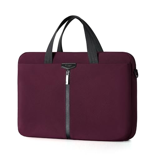 Timeet 17.3 Inch Laptop Bag for Men Women, Lightweight & Water-Resistant Computer Bag Laptop Briefcase with Shoulder Strap - color: Wine Red