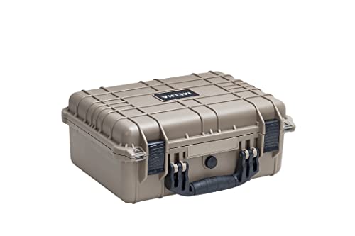 MEIJIA All Weather IP67 Waterproof Hard Camera Case,Hard Protective Case,Hard Case with Customizable Foam,Fit Use of Drones,Camera,Equipments,Pistols(Desert Tan,15.98x12.99x6.85inches) - color: Desert Tan, size: 15.98x12.99x6.85inches
