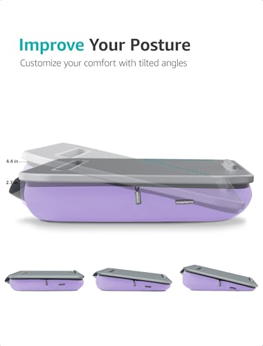 Istudyniture Lap Desk | Portable Laptop Desk & Stand – Fits Up to 17 inch – Washable Cushion, Built-in Phone Holder – for Bed, Couch, Sofa, Floor – Writing, Reading, Home Office – Large, Purple - color: Purple