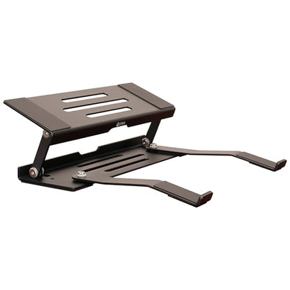 Aluminum Fold & Laptop Riser Stand 3-in-1 Adjustable, Foldable Cooling Stand with Integrated Storage Box, Ruler and Ultra-Slim Portable Design for MacBook, Tablet, Ipad, Keyboard and All Laptop - color: Black