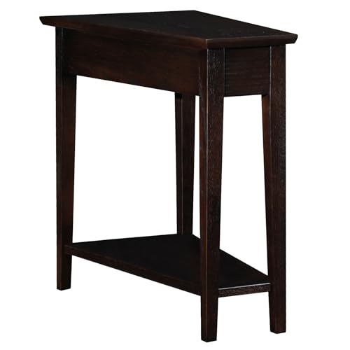 Leick Home Teegan End Table, Solid Wood, Wedge Shape, with Shelf, for Living Room and Small Spaces, Chocolate Oak, 10074-CH - color: Chocolate Oak