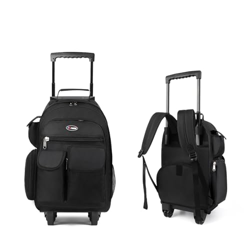 20" 2-in-1,Wheeled Travel Luggage Bag w/Telescopic Handle | Rolling Travel Luggage w/2 Wheels,Trolley Suitcase,Spacious Storage Design,2560-20''-Black - color: JH-2560-Black-20
