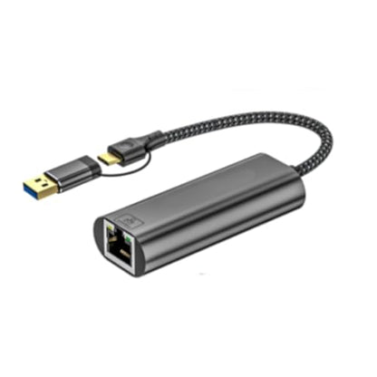 USB C to Ethernet Adapter USB+Type C to RJ45 2.5Gbps Gigabit Ethernet Networking Adapter Dongle Converters for PC Laptop