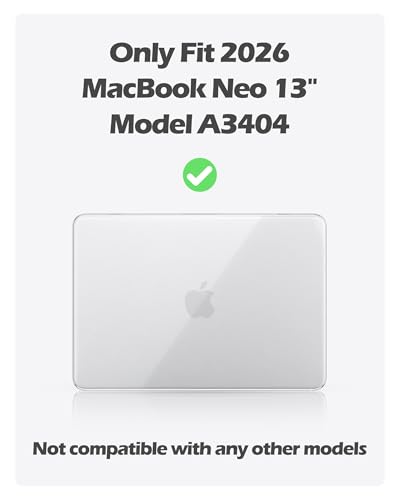 ProCase Clear Case for MacBook Neo 13 Inch 2026 Model A3404, Ultra-Thin Hard Shell Protective Laptop Cover with Keyboard Cover & 50 Coffee Stickers - color: Clear Case + Coffee Stickers