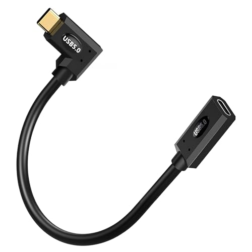 Duttek Short Thunderbolt Cable 1FT/30cm, 80Gbps 240W Charging & Dual 8K Video, Short USB C Right Angle Male to Female Extension Cable for Gaming PC/Monitor/Studio