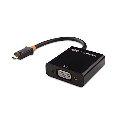 Cable Matters Micro HDMI to VGA Adapter, Micro HDMI Converter, Black | 1080p VGA, Micro HDMI Source, VGA Display Support, Compact Adapter