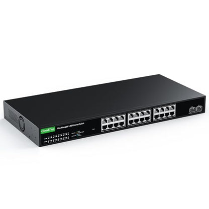 2.5Gb Managed Switch 26 Port: 24 x 2.5Gb + 2 x 10G SFP+, VLAN/QOS/LACP/DHCP | Smart Managed Switch | Multi-Gigabit Network Switch | 160Gbps Bandwidth | Metal Housing| Fan Cooling | 1U Rack