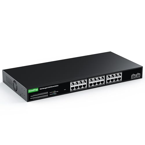 2.5Gb Managed Switch 26 Port: 24 x 2.5Gb + 2 x 10G SFP+, VLAN/QOS/LACP/DHCP | Smart Managed Switch | Multi-Gigabit Network Switch | 160Gbps Bandwidth | Metal Housing| Fan Cooling | 1U Rack