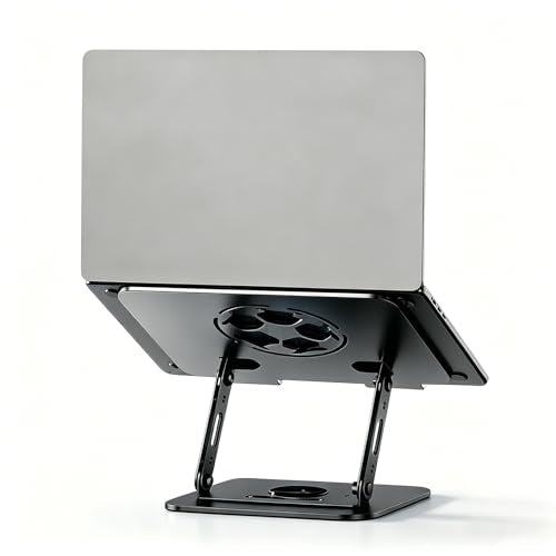 360°Rotating Laptop Stand, Ergonomic Adjustable Foldable Notebook Riser, Metal Computer Holder Compatible with 10-17.3" Laptops, Desktop Printer Stand, for Home & Office (Gunmetal) - color: Gunmetal