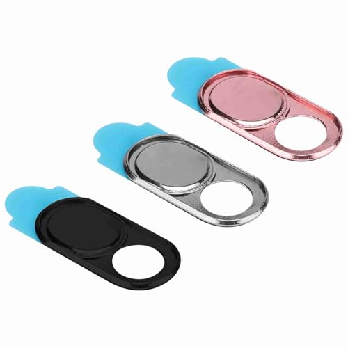 Metal 3Pcs Webcam Cover Sticker Lens Slide for Laptop Smartphone Tablet Computer Protection from Hackers Thickness 0.7mm (Silver Black Pink Mixed Color) - color: Silver black pink mixed color
