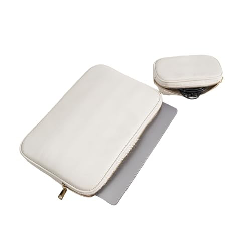 PU Leather Padded Laptop Sleeve Bag 14Inch Compatible with New MacBook Pro 14，Surface Laptop 13.5, Surface Pro 10 with Charger Pouch Color White - color: White, size: MacBook Pro 14"