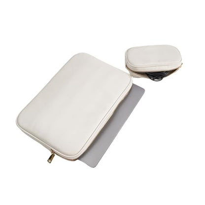 PU Leather Padded Laptop Sleeve Bag 14Inch Compatible with New MacBook Pro 14，Surface Laptop 13.5, Surface Pro 10 with Charger Pouch Color White - color: White, size: MacBook Pro 14"