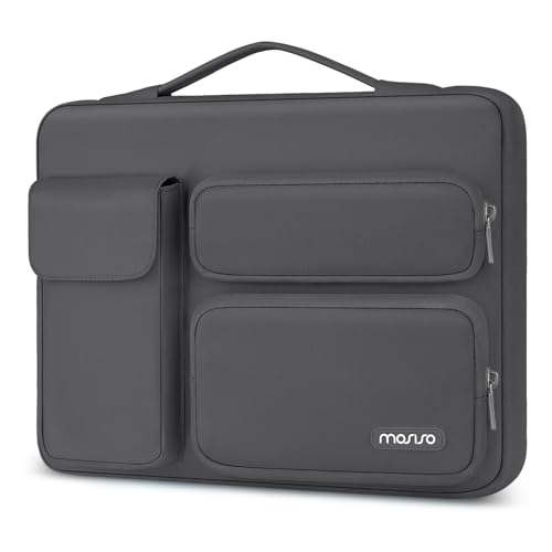 MOSISO 360 Protective Laptop Case 13.3 inch, 13-13.3 inch Laptop Sleeve | Compatible with MacBook Air/Pro 13 / Pro 14, HP Dell ASUS Lenovo,Side Open Bag with 2 Raised&1 Flapover Pockets, Dawn Gray - color: Dawn Gray, size: 13.3 inch