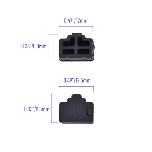 20 PCS RJ45 Port Anti-dust Plugs, Silicone Covers Caps Stoppers, Port Protector for TV,Computer, Other Devices, 0.47 x 0.33 (LxW) - size: RJ45/Black/20 PCS