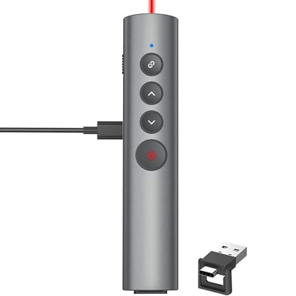 Rechargeable Hyperlink Presentation Clickers for PowerPoint, USB-C/A Presentations Power Point Remote Clicker, Wireless Presenter Remote for Computer/Mac/PPT/Google Slide Advancer - style: Metal 01 Red Laser