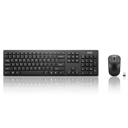 Lenovo 100 Wireless Keyboard and Mouse Combo – Cordless Set with Spill Resistant Quiet Keys – 3-Zone Keyboard - Ambidextrous Mouse – Compact Design – Wireless USB -Black - style: 100 Combo