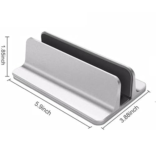 Vertical Laptop Stand Holder, Desktop Aluminum Stand for MacBook with Adjustable Dock Size, Fits All MacBook, Surface, Chromebook and Gaming Laptops (Up to 17.3 inches), Silver - color: Sliver