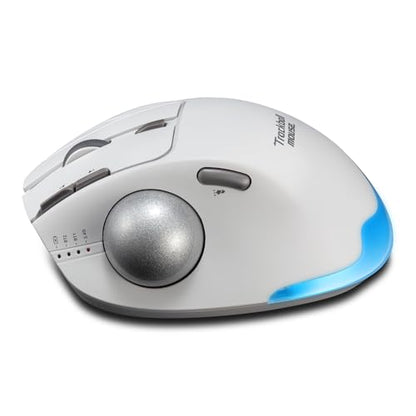 zelotes Wireless Trackball Mouse,Bluetooth Mouse,Rechargeable,4800 DPI, 2-in-1(BT 5.0/3.0+2.4GHz USB Receiver), 8 Buttons,Ergonomic Design,LED Lighting,for Laptop, PC, Pad,White - color: White