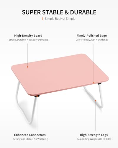 FISYOD Foldable Lap Desk, Laptop Bed Desk, Portable Bed Table, Laptop Stand for Bed & Couch, Lightweight & Mini - Pink - color: Pink