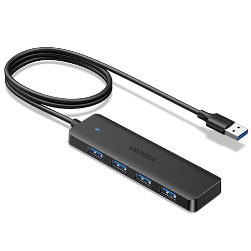 UGREEN USB 3.0 Hub, 4 Ports USB A Splitter Ultra-Slim USB Expander for Mouse, Keyboard, Flash Drive, U Disk, Printer Compatible with Laptop, Desktop PC, Xbox, PS5, and More 3.3FT - size: ['3.3 feet'], style: USB-A