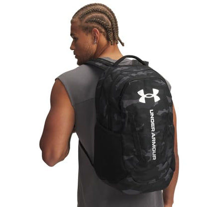 Under Armour Unisex Hustle 6.0 Backpack, (007) Black/Black/Metallic Silver, One Size Fits Most - color: (007) Black / Black / Metallic Silver, size: One Size