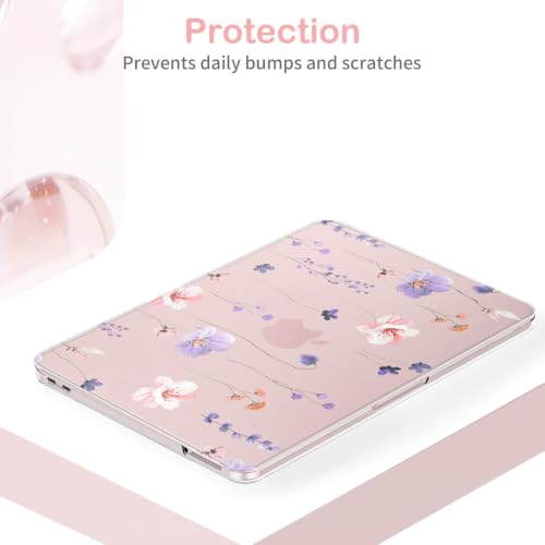 Feams for MacBook Neo 13 Inch Case 2026 A3404, Stylish Protective Clear Case Hard Shell Transparent Cover for MacBook Neo 13 Inch 2026 (A18 Pro Chip) with Keyboard Cover, Purple Flower - color: Purple Flower