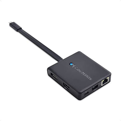 Cable Matters 7-in-1 USB C Hub, Triple Display HDMI DP VGA, 100W Charging | Gigabit Ethernet, 2x USB 3.0, Thunderbolt 4/USB4 Compatible, for MacBook Pro, Dell XPS, Surface Pro